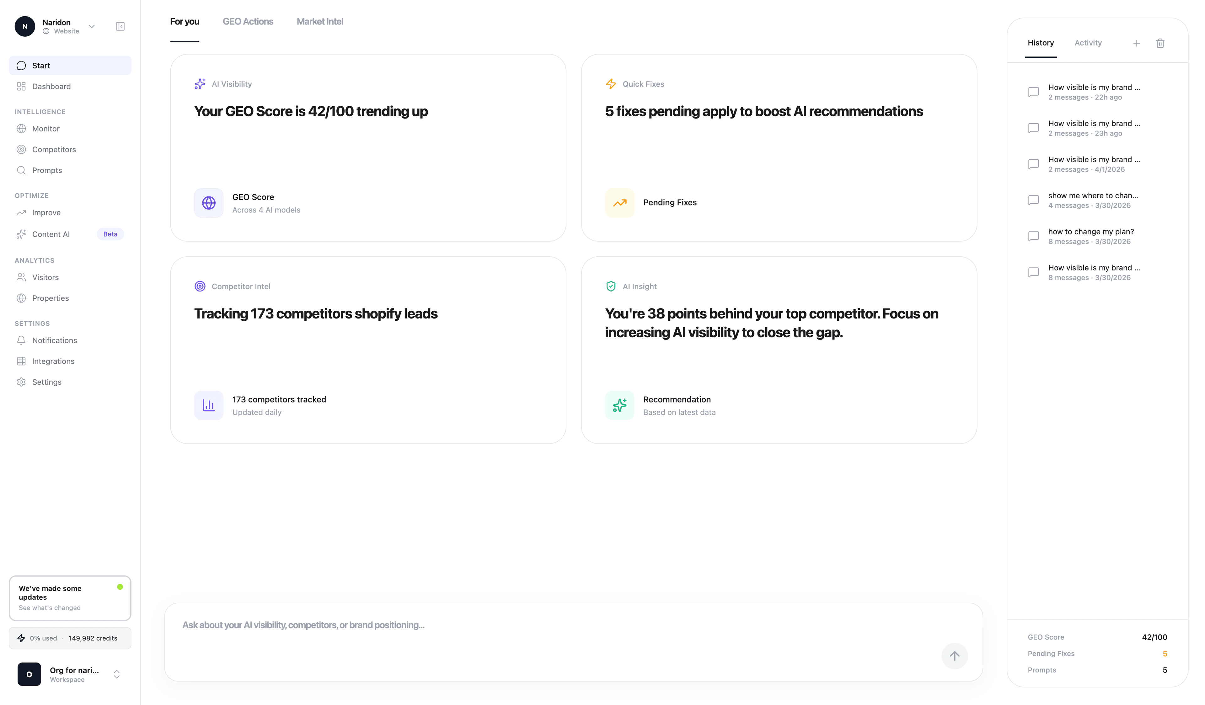 Naridon inside Shopify admin